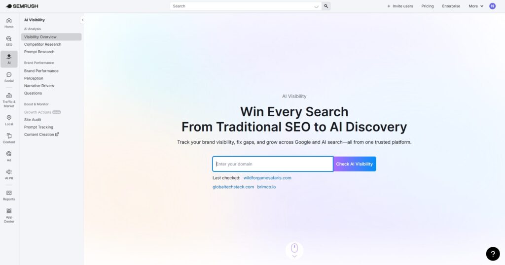 SEMrush AI Visibility hero: