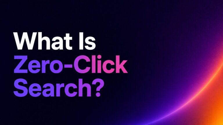 What is zeo click search | Nonofo Joel What Is Zero-Click Search? text on a dark background with a purple-to-pink gradient.